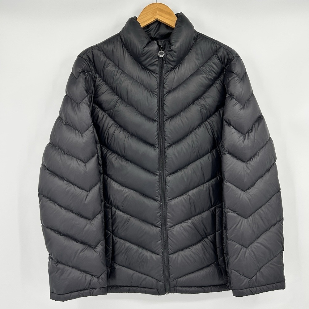 Calvin Klein Packable Down Puffer Coat Women XL Chevron Quilted Lightweight
